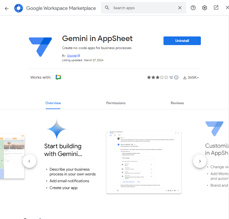 Gemini ตัวช่วยสร้าง App