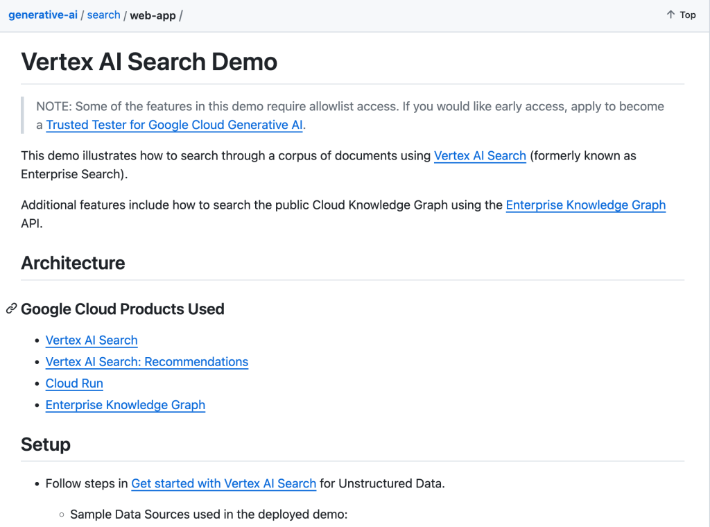 การตั้งค่าใช้งาน Google Vertex AI Search Demo